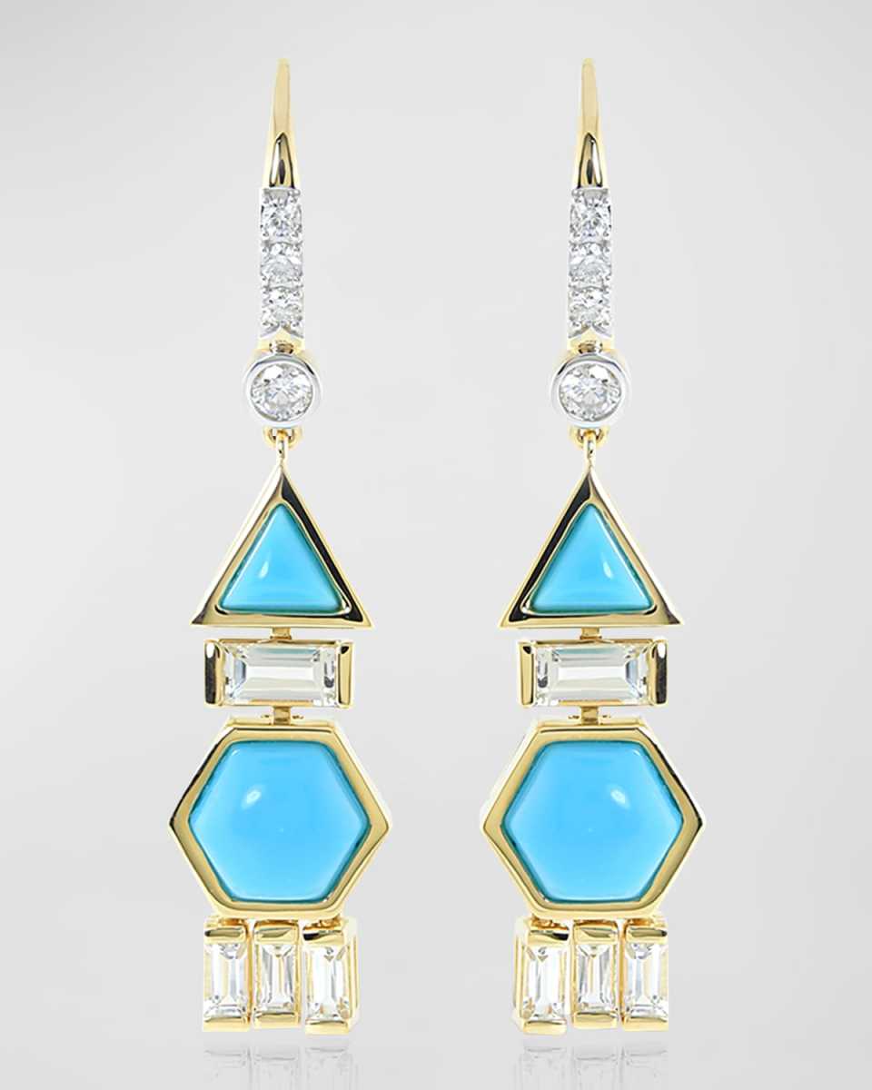 18K Yellow Gold Round Dangle Earrings